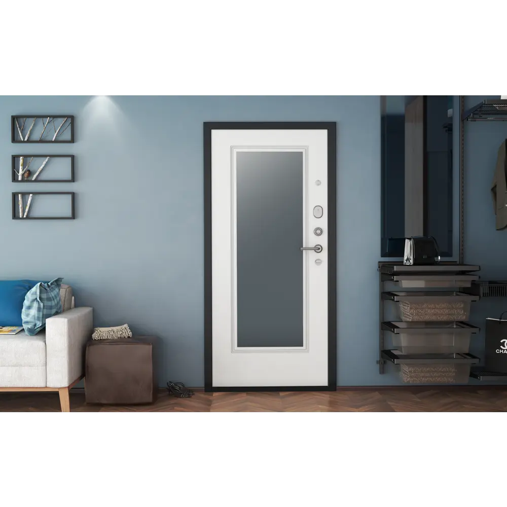 Дверь входная металлическая Премиум New 98x205 см левая белый с зеркалом DOORHAN STLM-2054127 - Вид №6