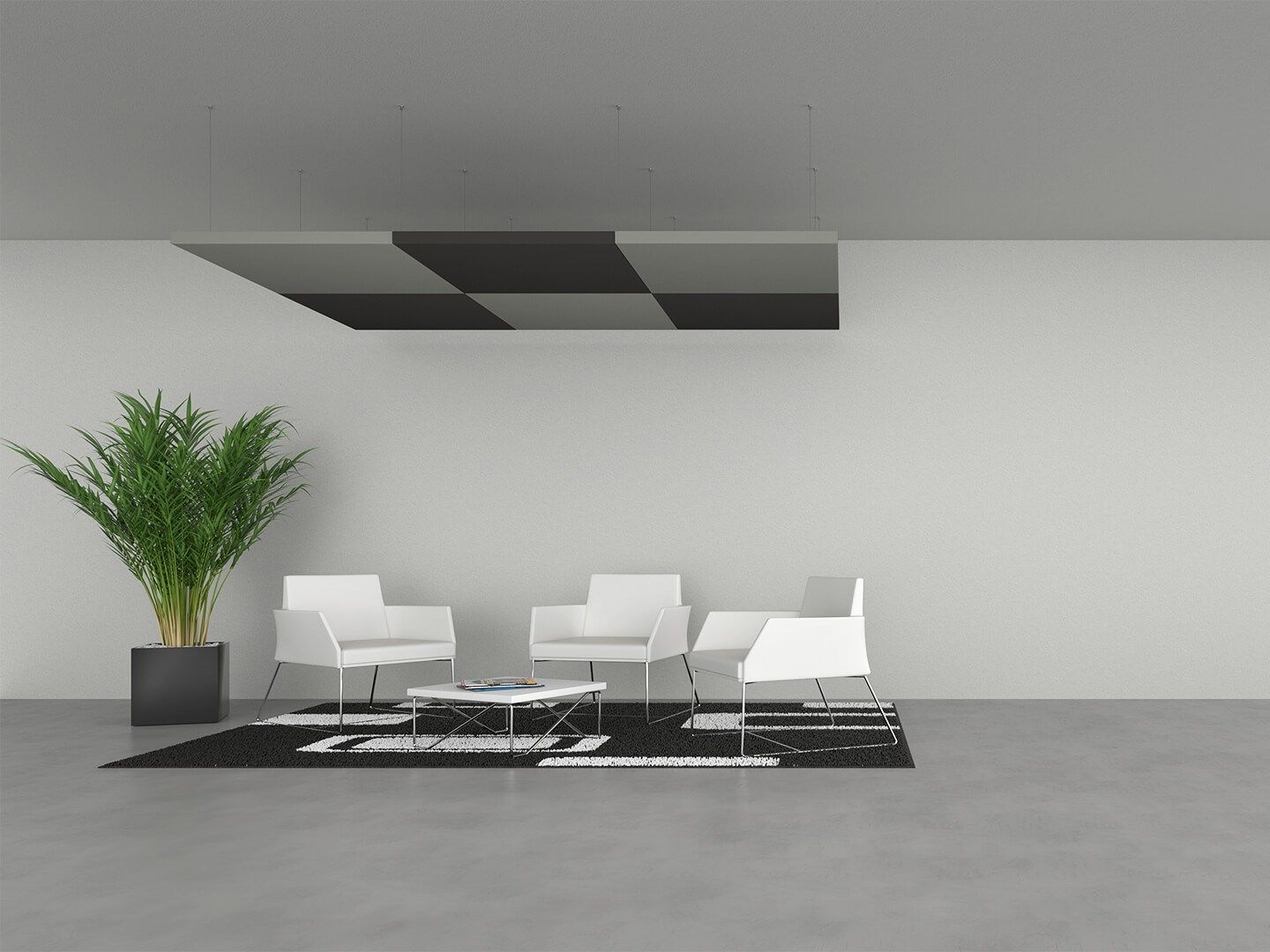 Состав звукопоглощающих панелей, подвешенных к потолку Caruso Acoustic NUVOLA ARCH-00017662 - Вид №1