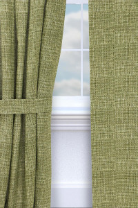 90616229 Комплект штор на шторной ленте рогожка 150х180 см цвет зеленый STLM-0309105 LIZZY HOME