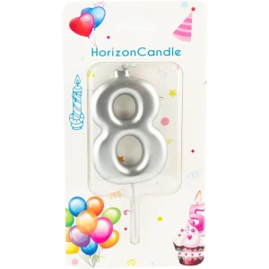 Свеча Horizon Candles для торта Цифра 8 металлик