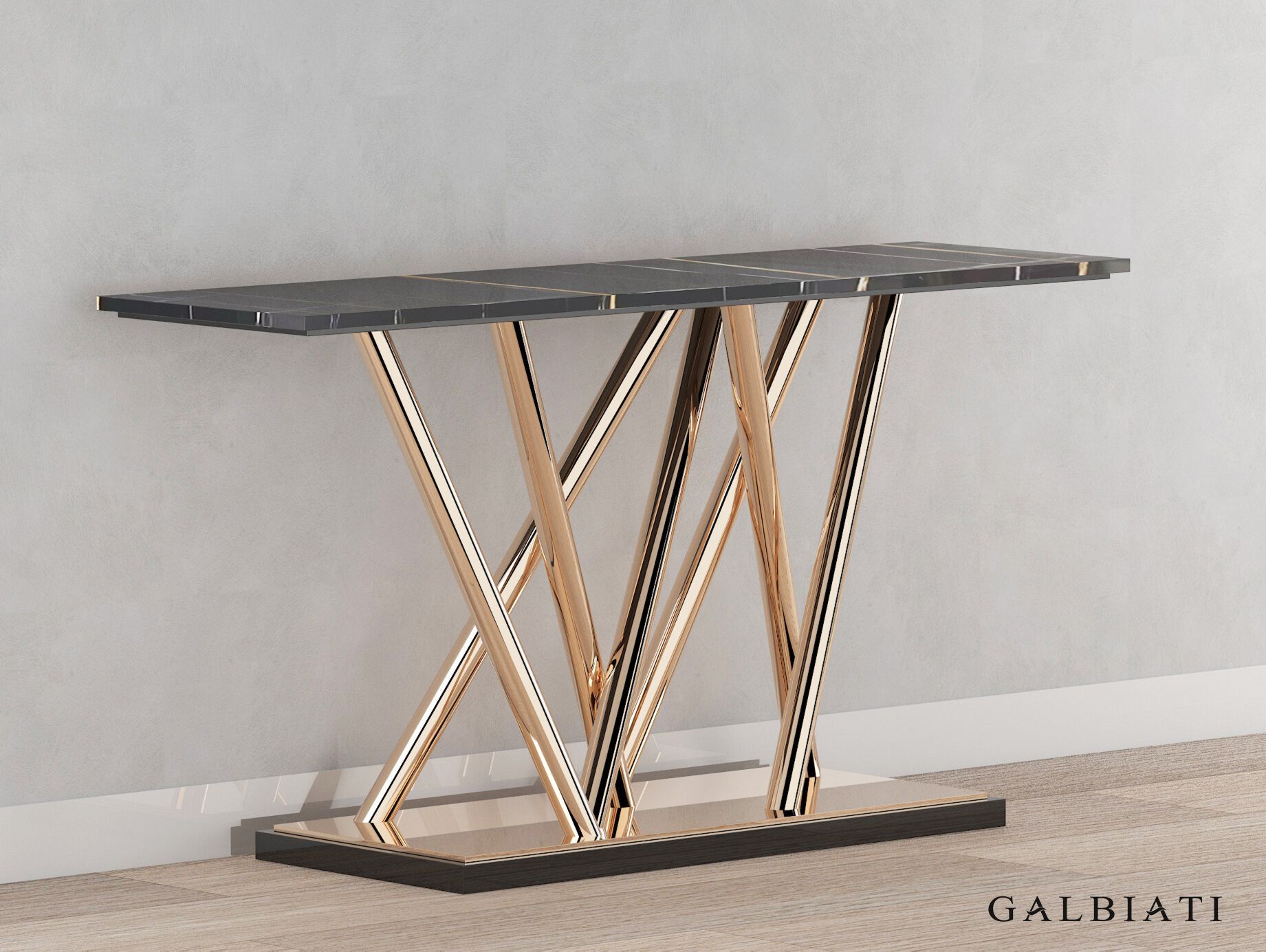 Прямоугольная консоль из латуни и мрамора Galbiati Exclusive Interiors ARCH-00089005 - Вид №2