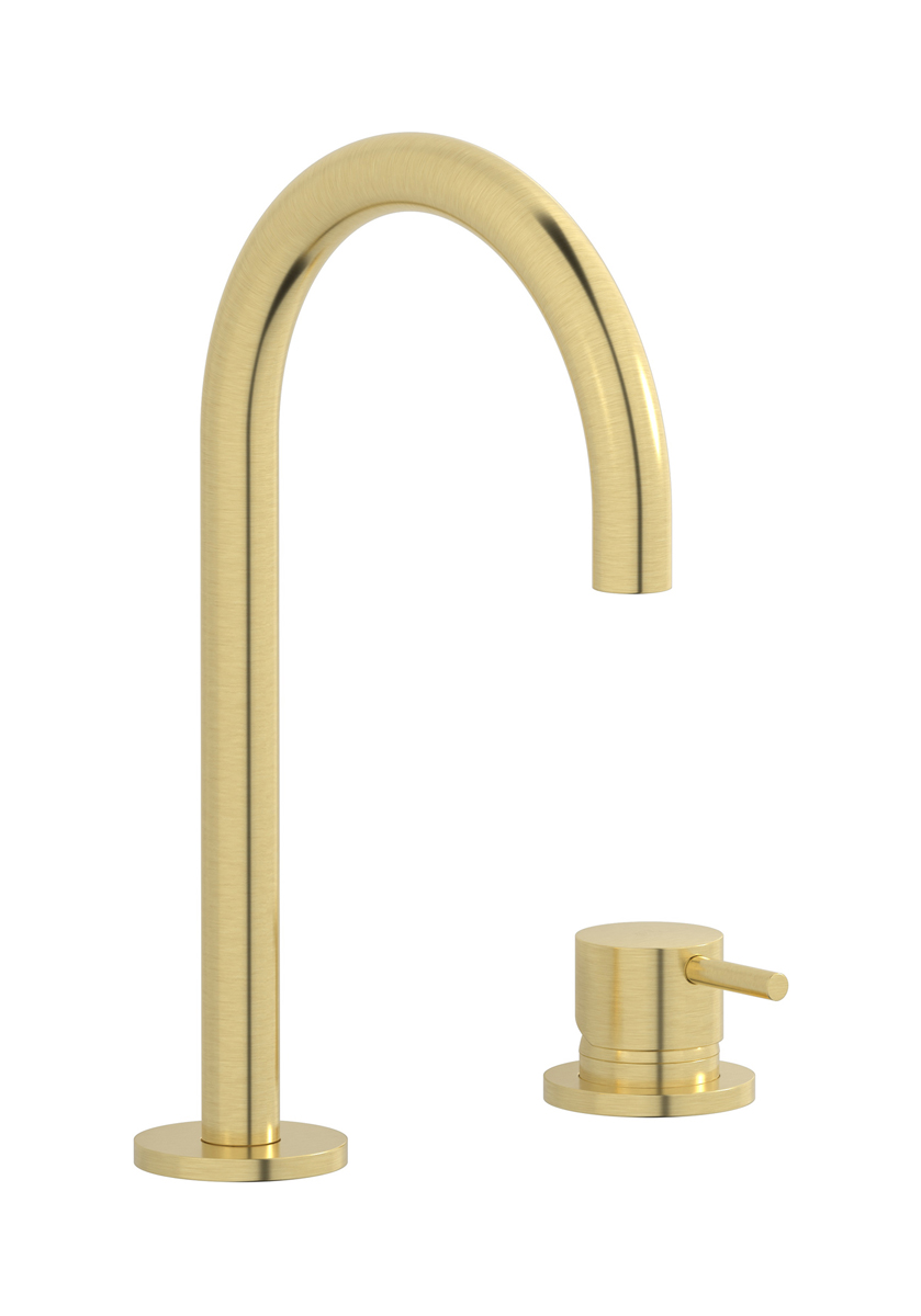 Смеситель для раковины на 2 отверстия. WE ARE IB mt394is Brushed Pale Gold MilanoTorino 