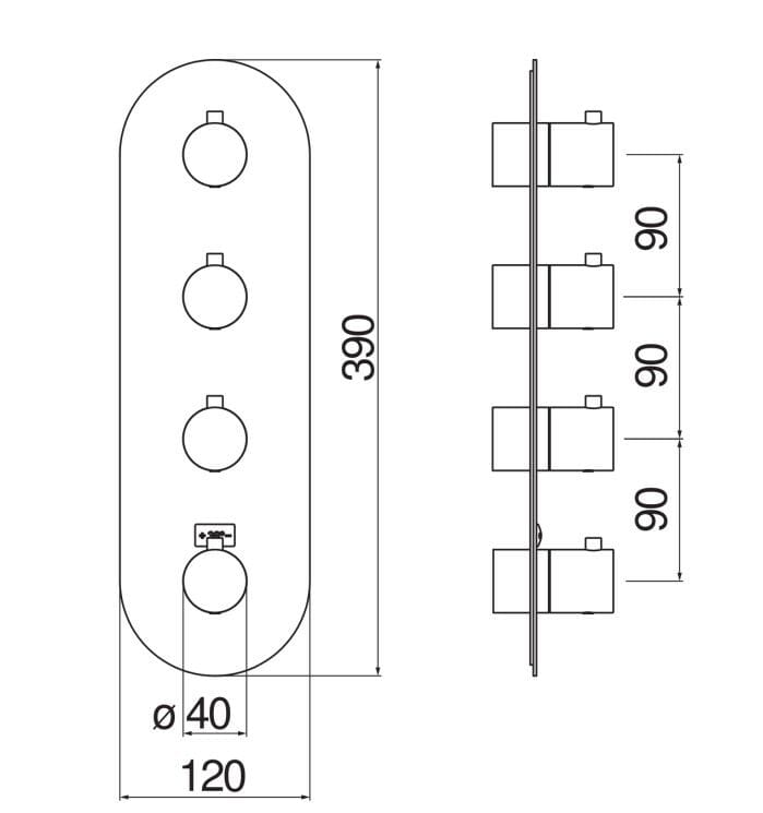 Термостатический смеситель для душа с 4 отверстиями Nobili Velis ARCH-00030694 - Вид №8