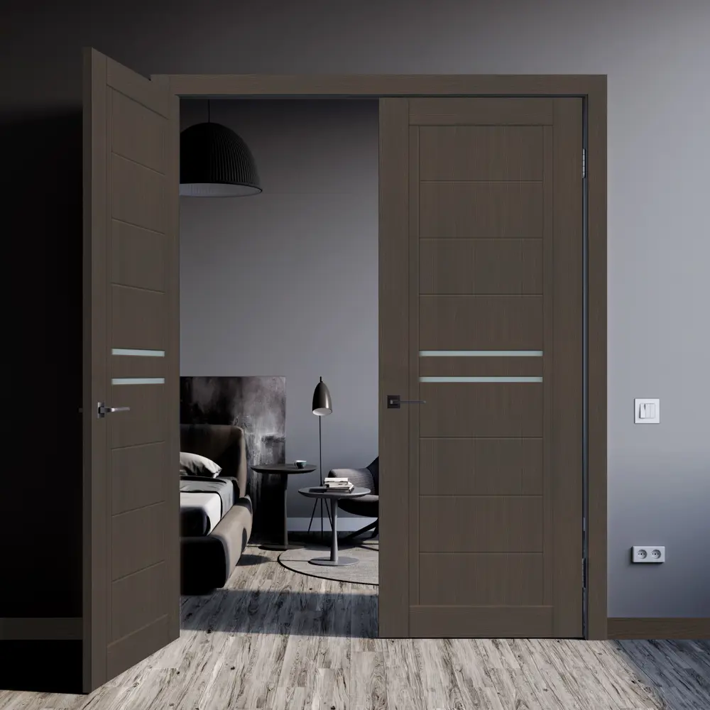 Комплект двери Некст 2 со стеклом 60x200 см ПВХ цвет черное дерево без доборов VELLDORIS STLM-2011989 - Вид №2