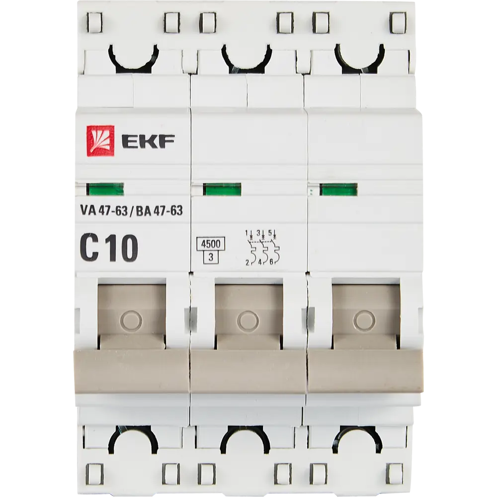 Автоматический выключатель EKF ВА47-63 3P C10 A 4.5 кА STLM-2131963 - Вид №1