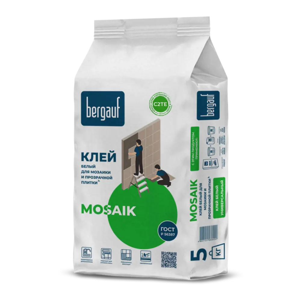 Клей для мозаики и прозрачной плитки Bergauf Mosaik 5 кг