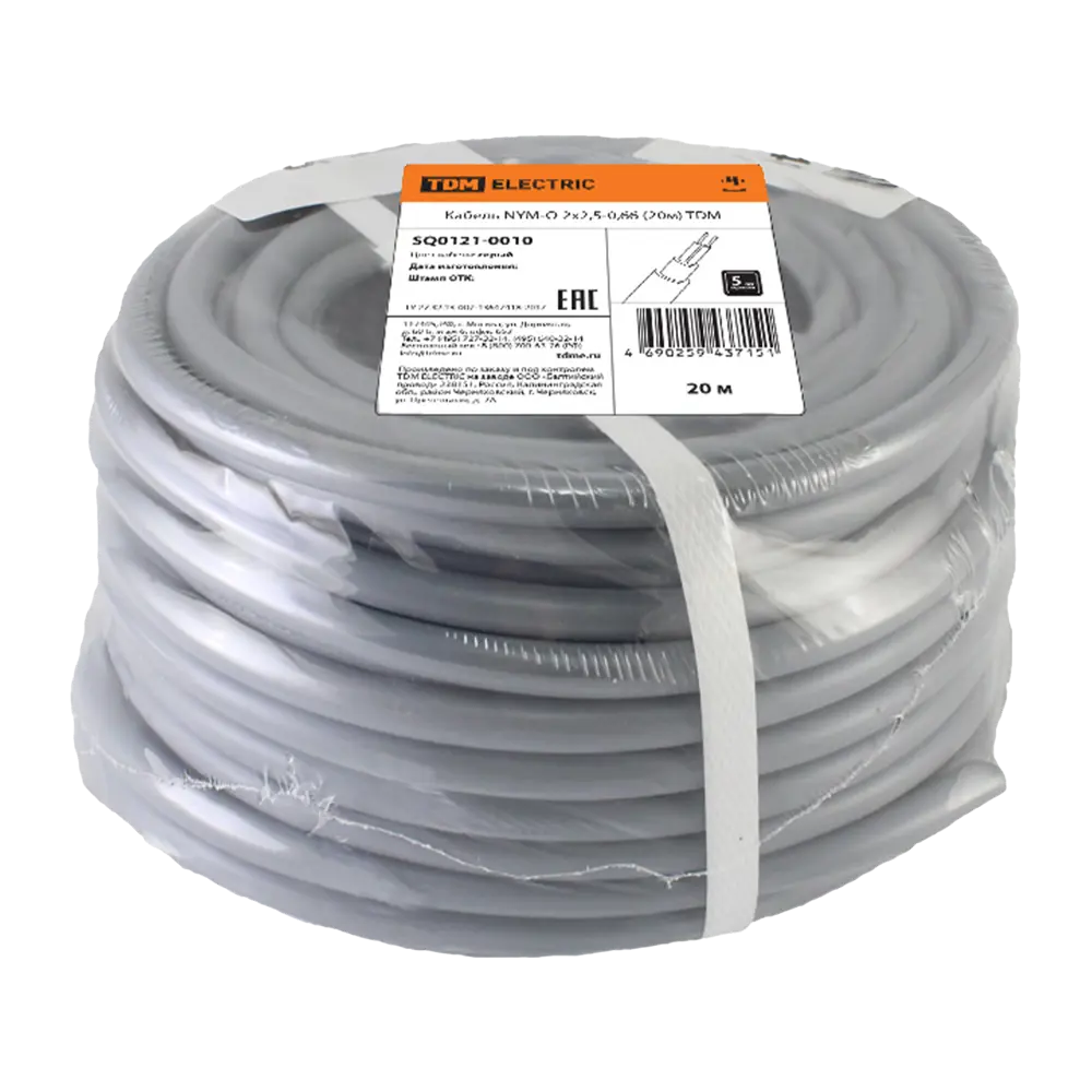 Кабель Tdm Electric NYM 2x2.5 20 м ГОСТ цвет серый STLM-2154612 - Вид №1