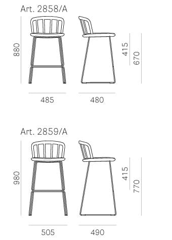 Стальной и деревянный табурет Pedrali Nym ARCH-00038778 - Вид №4