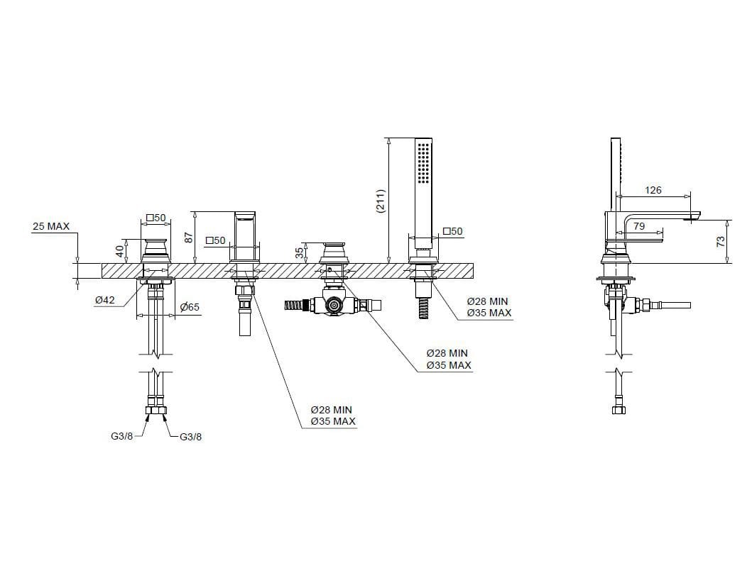 Хромированный латунный кран с 4 отверстиями Bugnatese ателье ARCH-00123100 - Вид №2