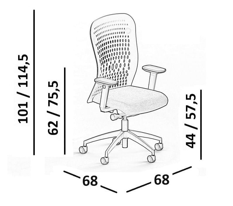 Регулируемое по высоте офисное кресло с колесами и подлокотниками Luxy SmartBack ARCH-00137162 - Вид №15