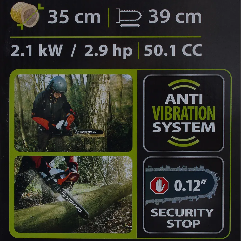 Пила бензиновая цепная Sterwins 50.1 СС шина 40 см STLM-2143315 - Вид №6