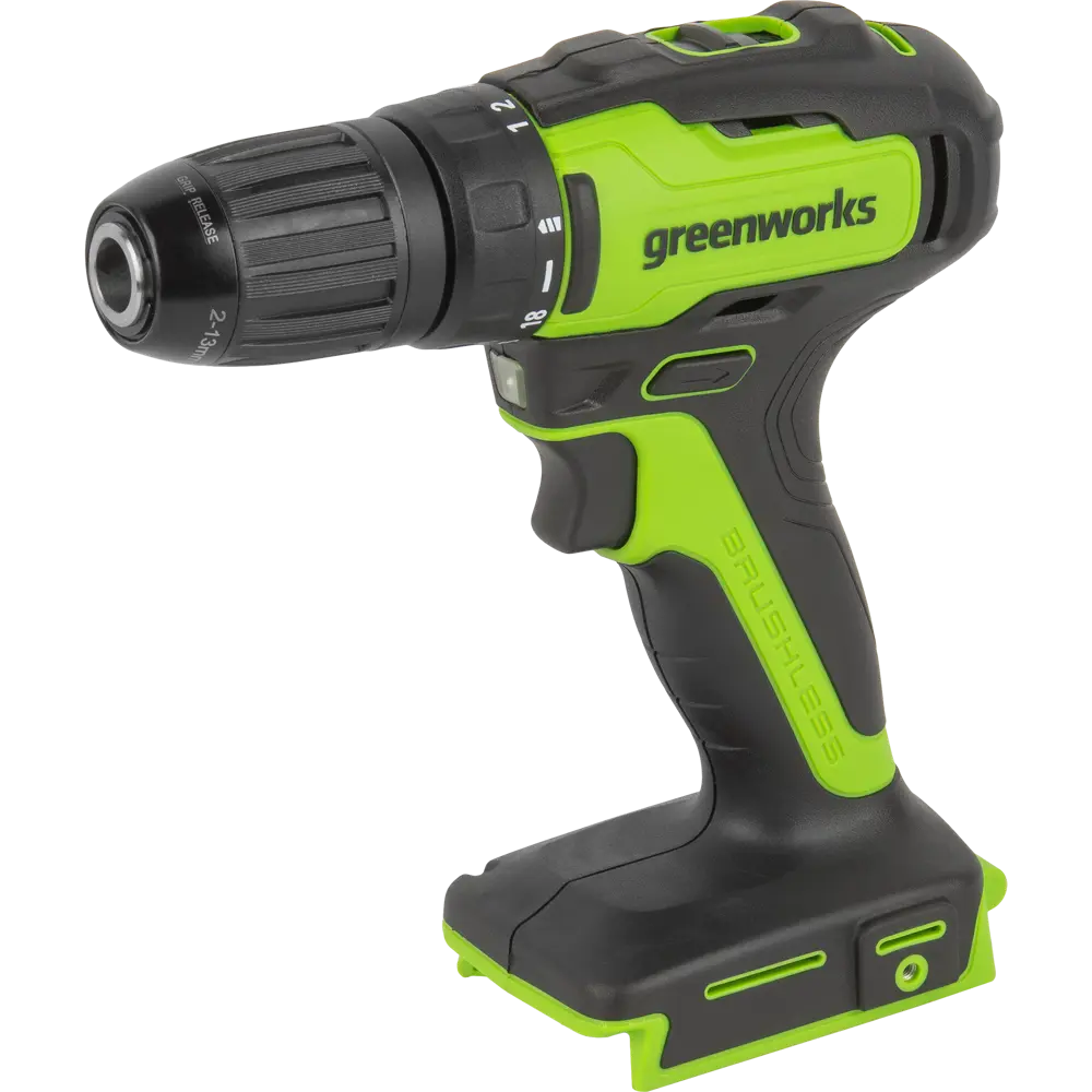 Дрель-шуруповерт аккумуляторная бесщеточная Greenworks GD24DD35 3704007, 24 В Li-Ion, без АКБ и ЗУ STLM-2048540