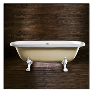 Ванна напольная отдельностоящая кремовая с белыми ножками "Львиная лапа" Akcjum Octavia WN-09-01-KB-J