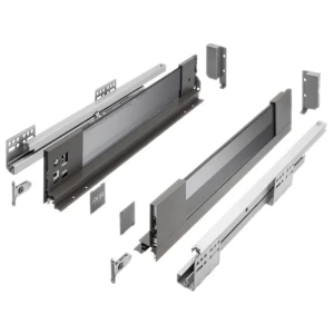 91751807 Выдвижной ящик средний 1.40x45x12 см со стеклянными боковинами сталь цвет антрацит STLM-1383583