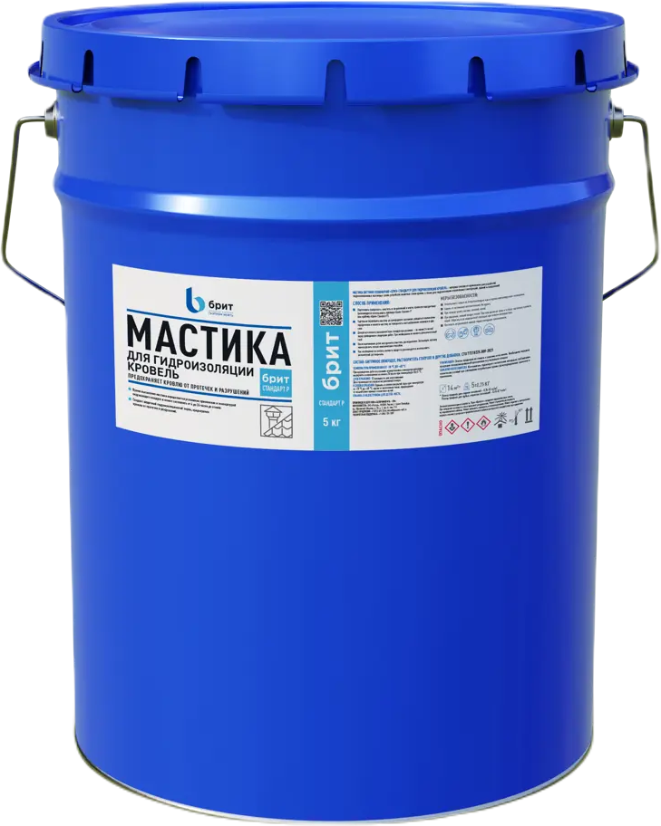 84300208 Мастика гидроизоляционная Брит Стандарт Р для кровли 5 кг STLM-0048224