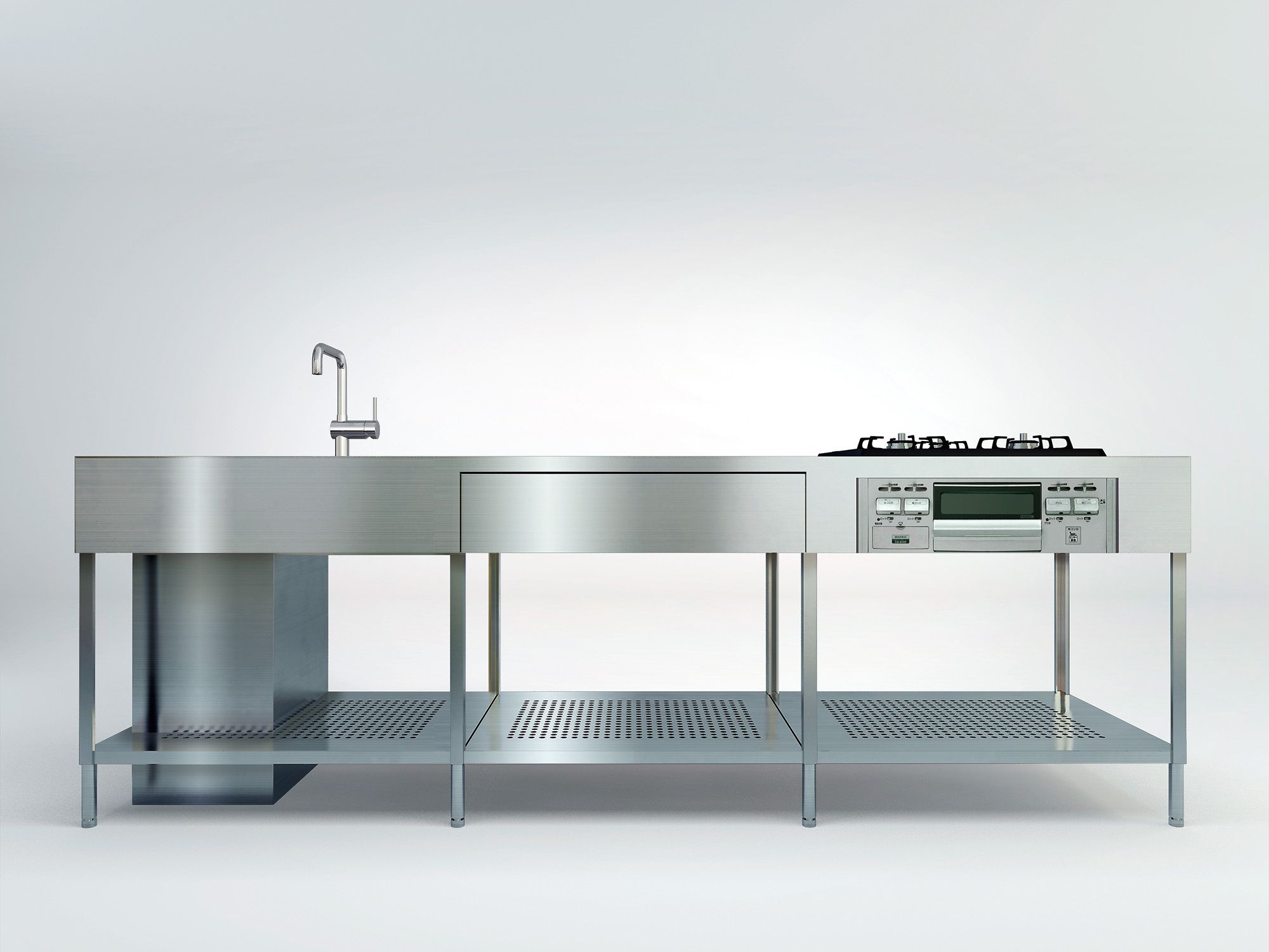 Кухня из нержавеющей стали с островом без ручек Miratap OSSO ARCH-00129289 - Вид №5