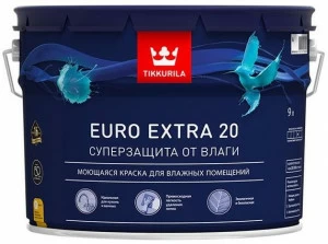 Краска Tikkurila Euro Extra 20 / Тиккурила Евро 20 для влажных помещений 0,9л
