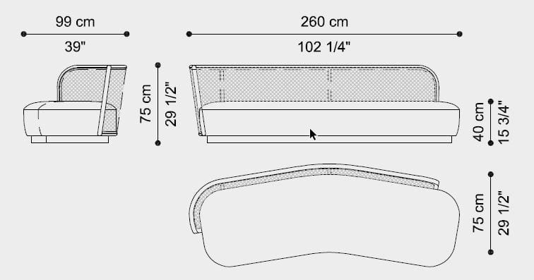 3-местный изогнутый тканевый диван ETRO Home Interiors Caral ARCH-00143545 - Вид №4