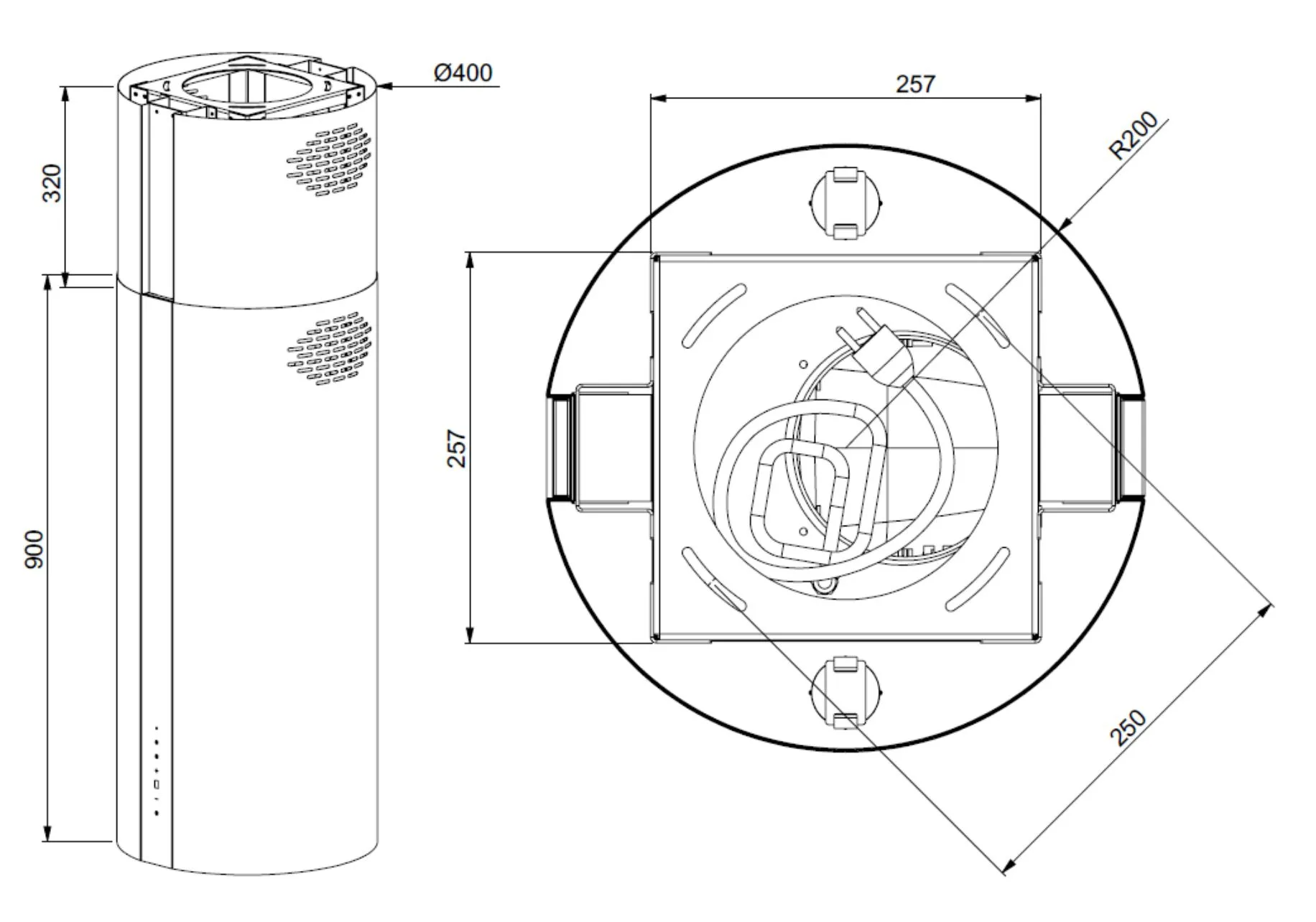 9270638 Вытяжка островная Meferi TUBE40WH ISLA COMFORT PLUS белый/черный STDN-0014494 - Вид №8
