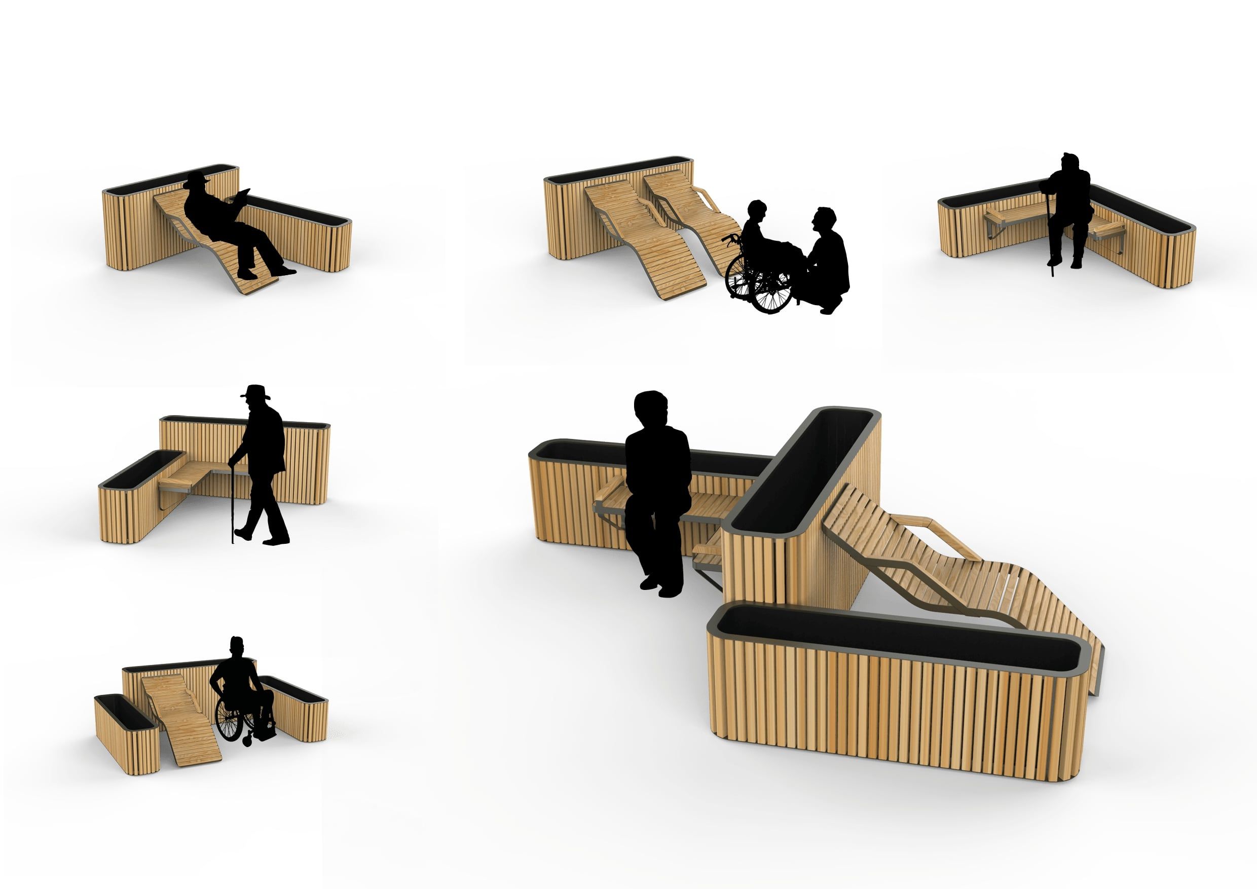 Деревянная скамейка со встроенной плантатором Urbencéa EDEN ARCH-00018047 - Вид №3