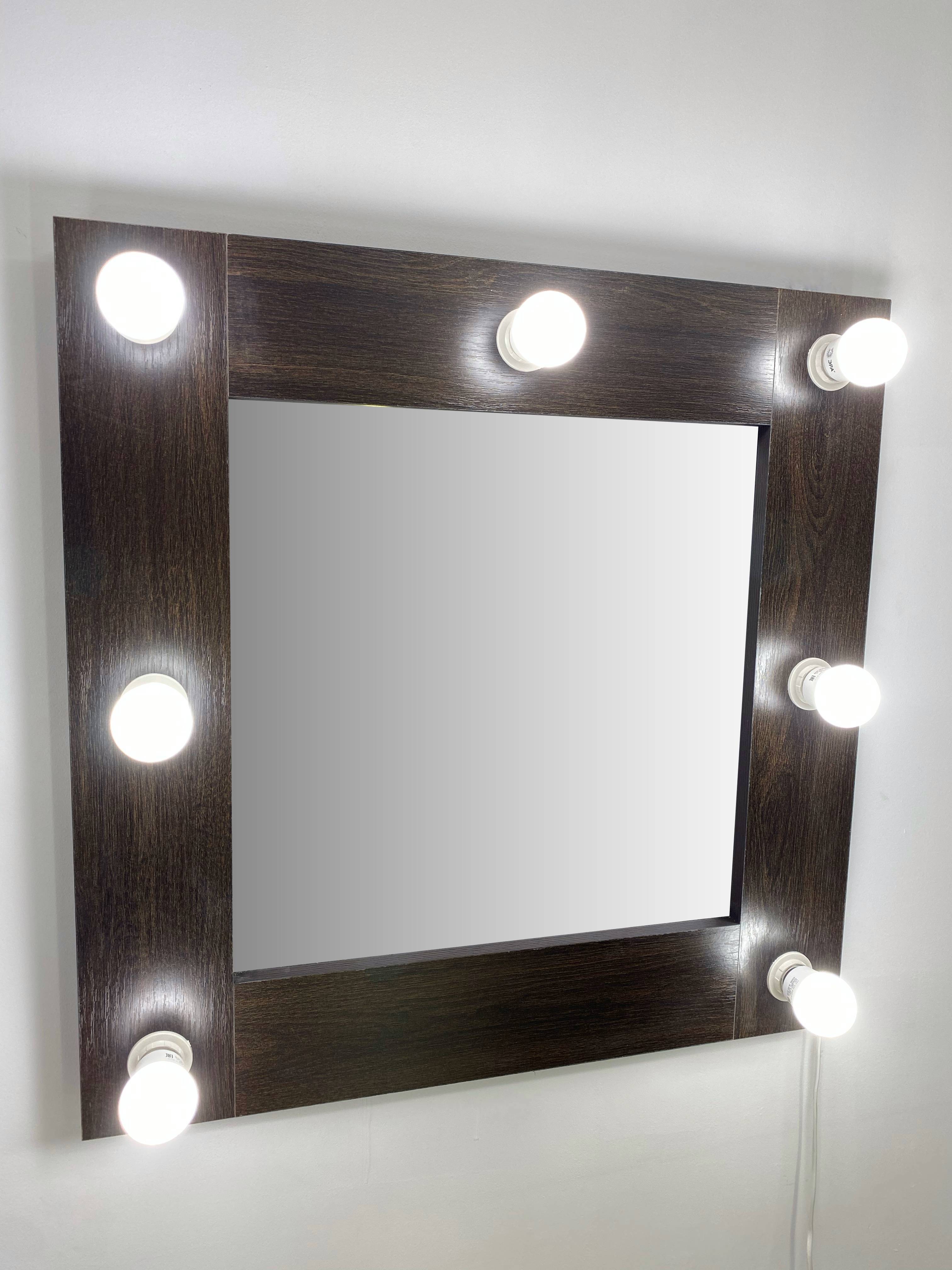 91053069 Гримерное зеркало с лампочками 60x60 см венге STLM-0458979 BEAUTYUP