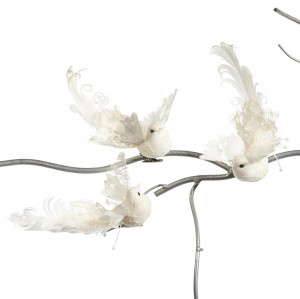 MC 40120 Птицы на клипсе, кружево, перламутр, перья, кремовый, 15 см в ассортименте (цена за шт) GOODWILL