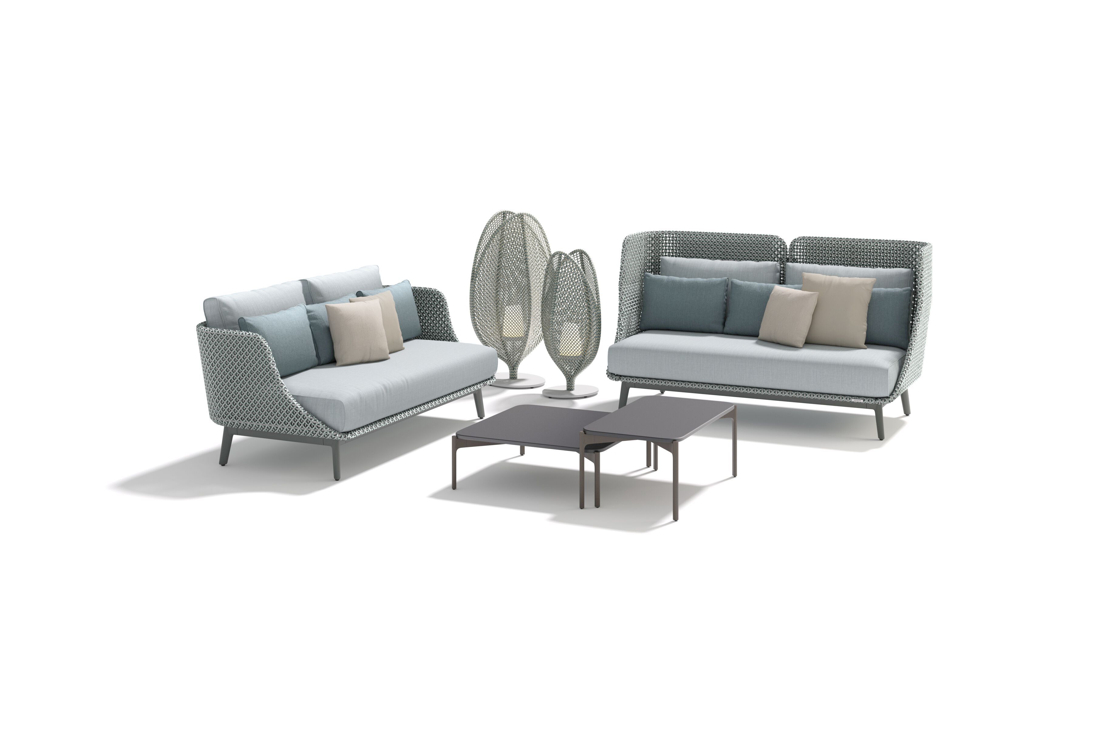 3-местный тканевый садовый диван с высокой спинкой DEDON MBARQ ARCH-00014173