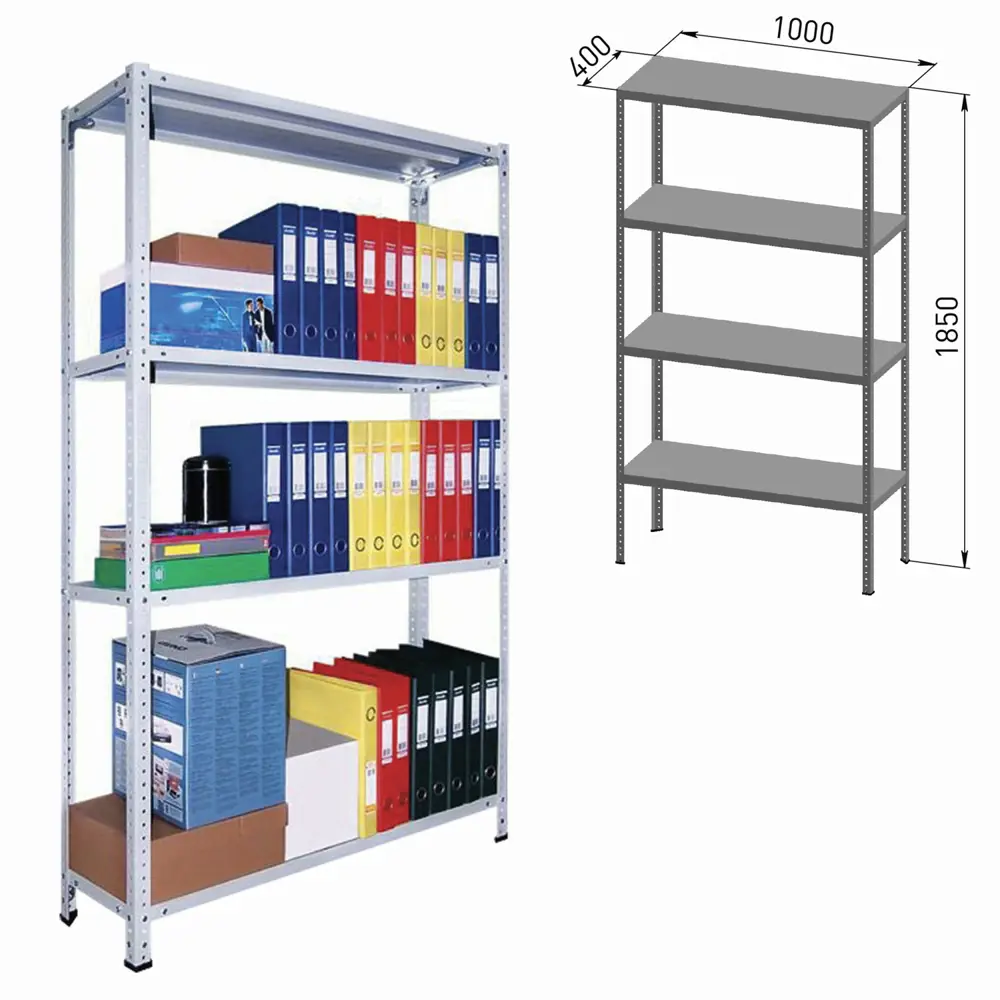 91015063 Металлический стеллаж Практик 100x185x40 см металл цвет серый нагрузка на полку до 100 кг STLM-0442109
