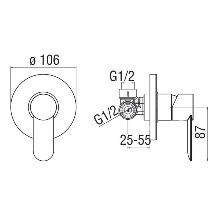 Однорычажный смеситель для душа Nobili песок ARCH-00152390 - Вид №2