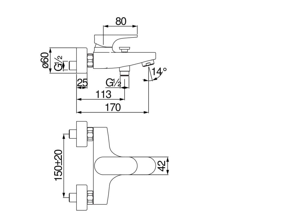 Настенный однорычажный смеситель для ванны Nobili Yoyo ARCH-00051503 - Вид №1