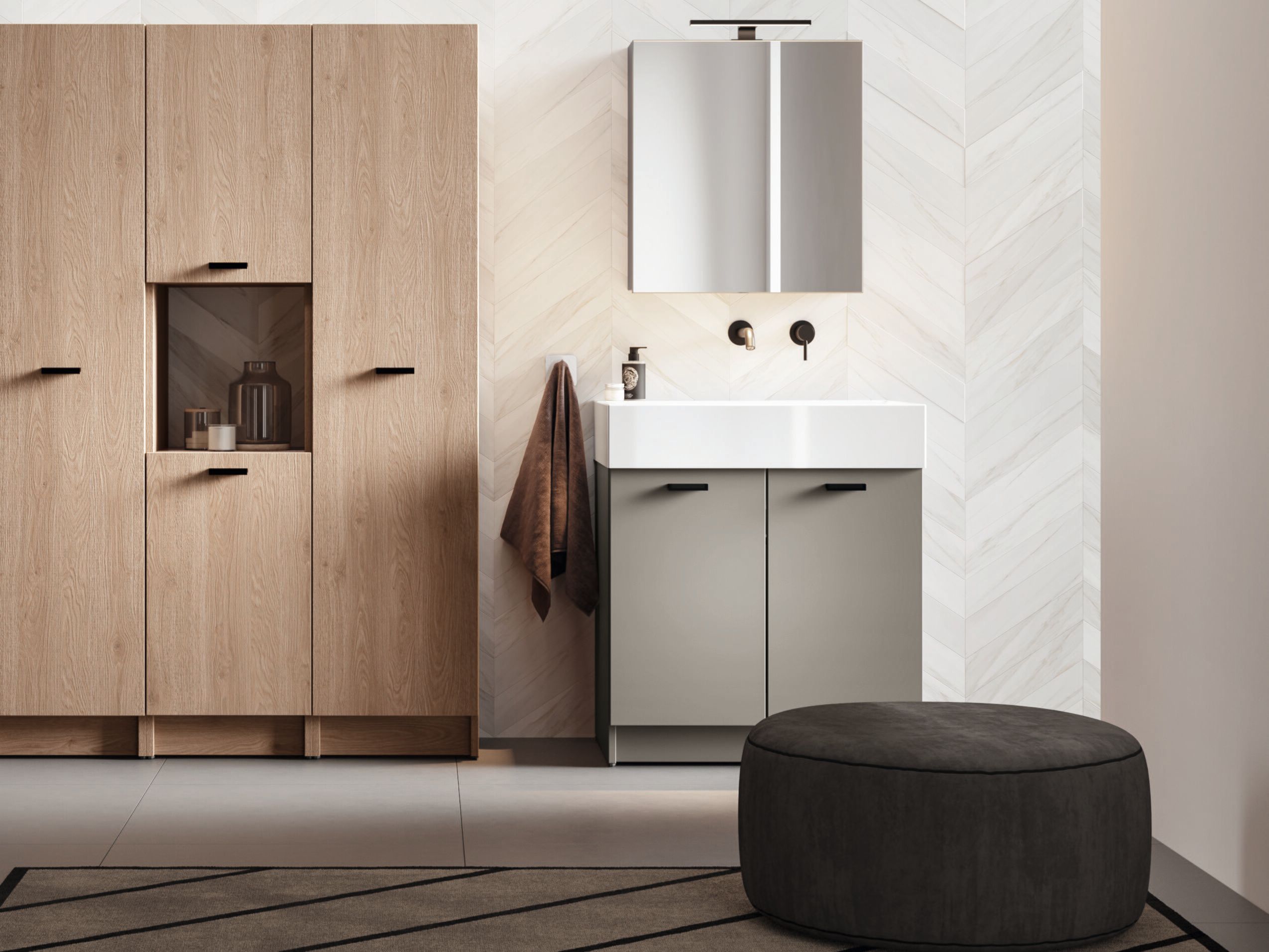 Двойной напольный умывальник со встроенным умывальником COLAVENE оборки ARCH-00101613