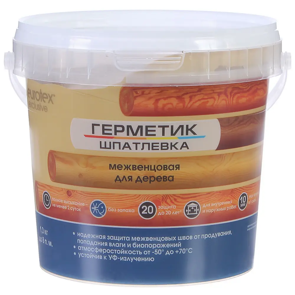 Герметик-шпатлевка для дерева шовный межвенцовый Eurotex Exclusive цвет дуб 1.3 кг STLM-2042534