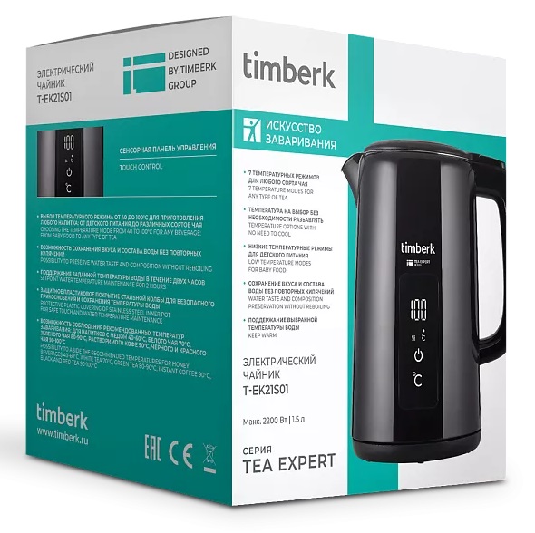 9079361 Электрочайник Timberk T-EK21S01 черный STDN-0137569 - Вид №3