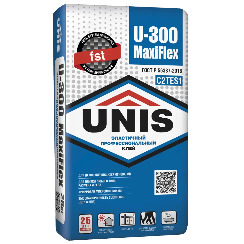 Unis U-300 Maxiflex - армированный плиточный клей для сложных поверхностей 89357892 STLM-0944345