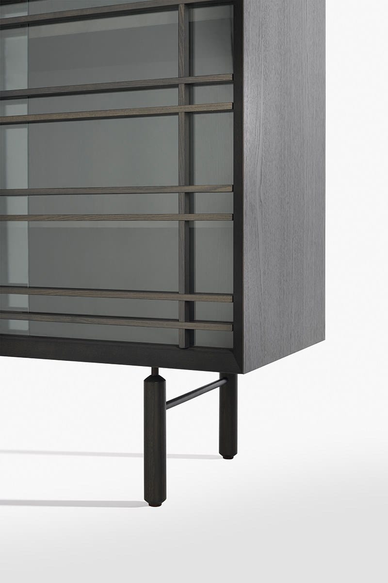 Деревянный и стеклянный шкаф с раздвижными дверями Potocco Sen ARCH-00033505 - Вид №7