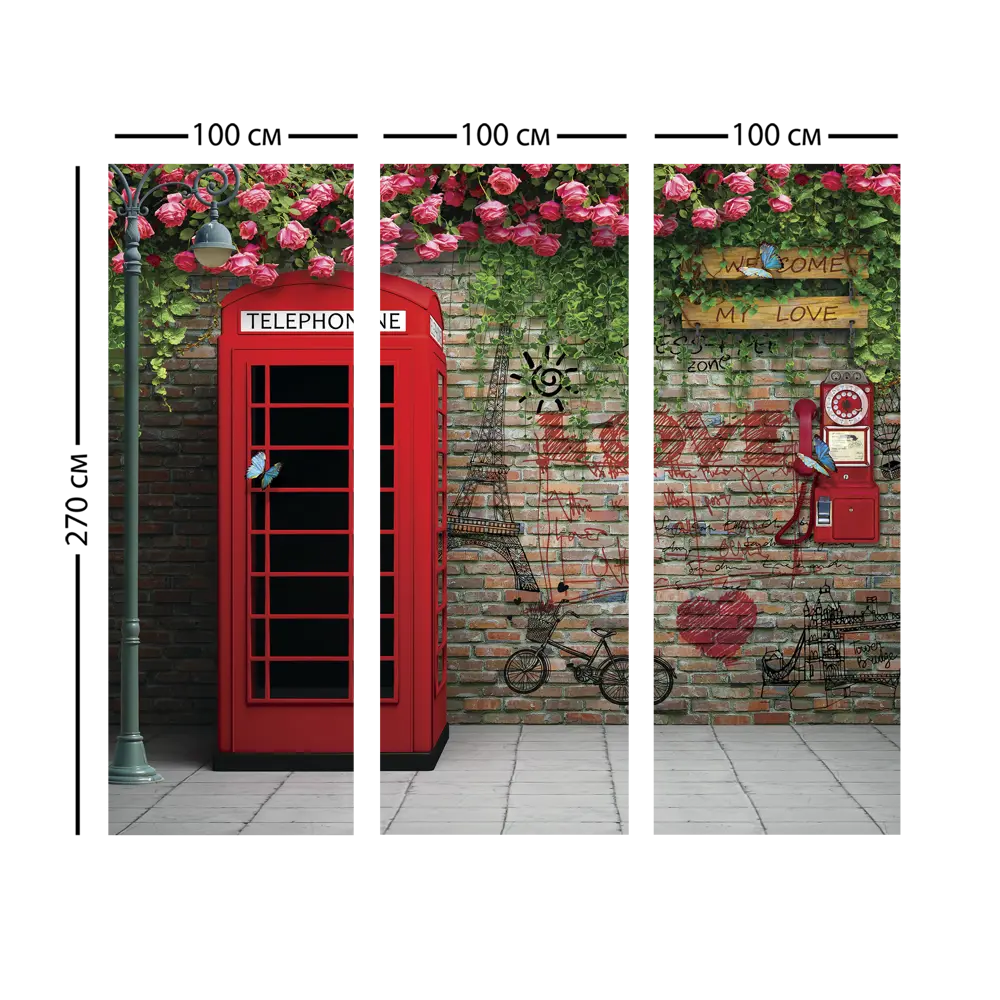 Фотообои «Телефонная будка» 3D флизелиновые 300х270 см L12-976 FBRUSH 3D FLIZART STLM-2013967 - Вид №3