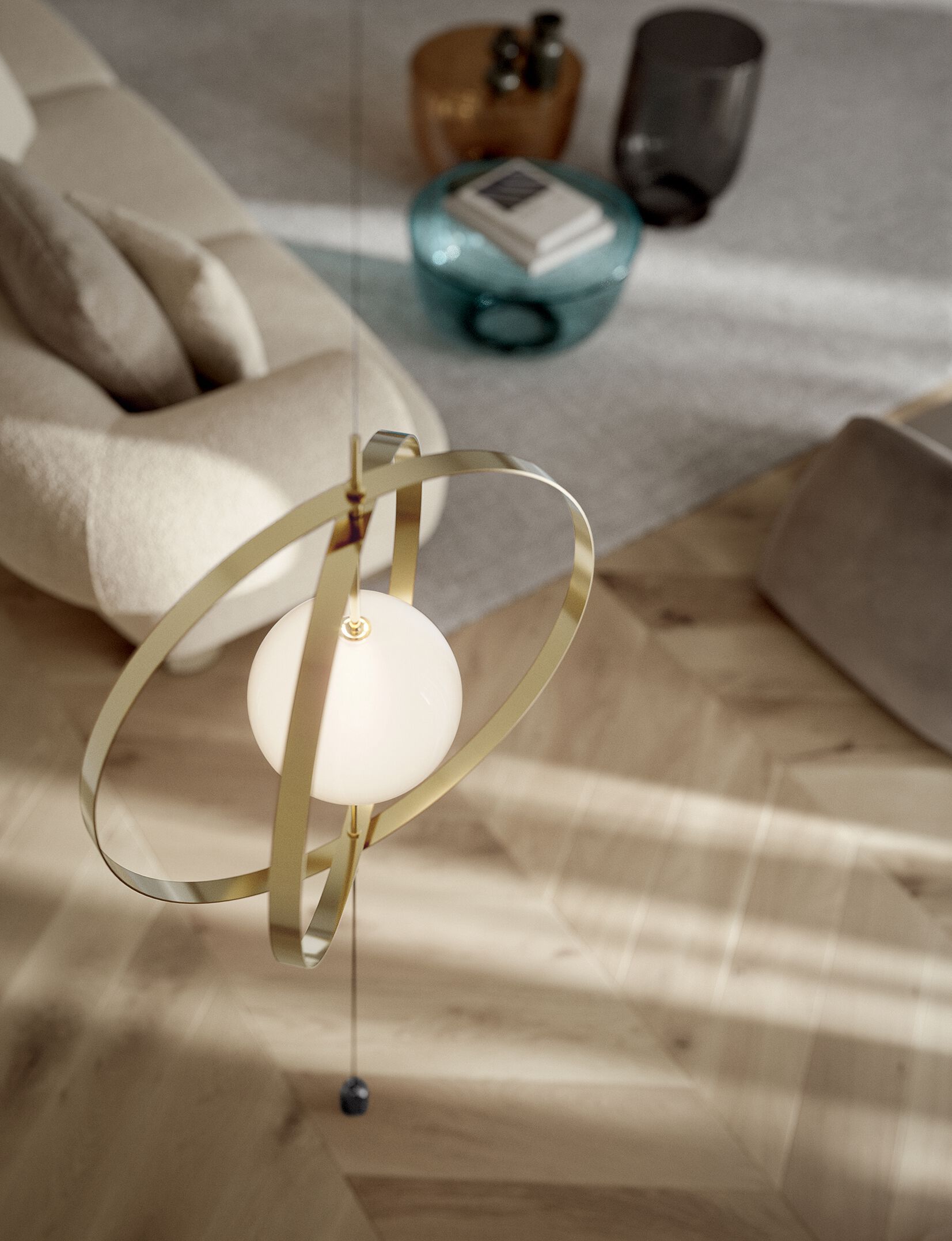 Потолочный светильник-земля с регулируемой яркостью из стали и стекла Bontempi Casa Papillon ARCH-00092974 - Вид №1