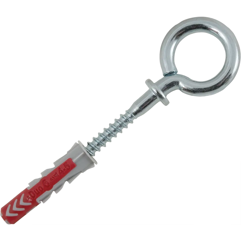 Дюбель для всех типов стен Duopower 6x30 мм крюк-кольцо цвет серый/красный 4 шт FISCHER STLM-2127380