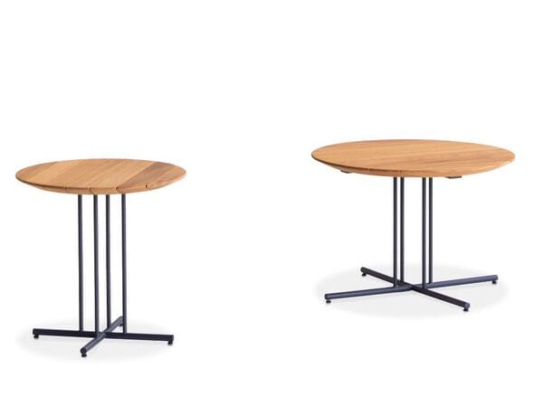 Круглый садовый журнальный столик из ироко и металла Potocco Graphic ARCH-00086409