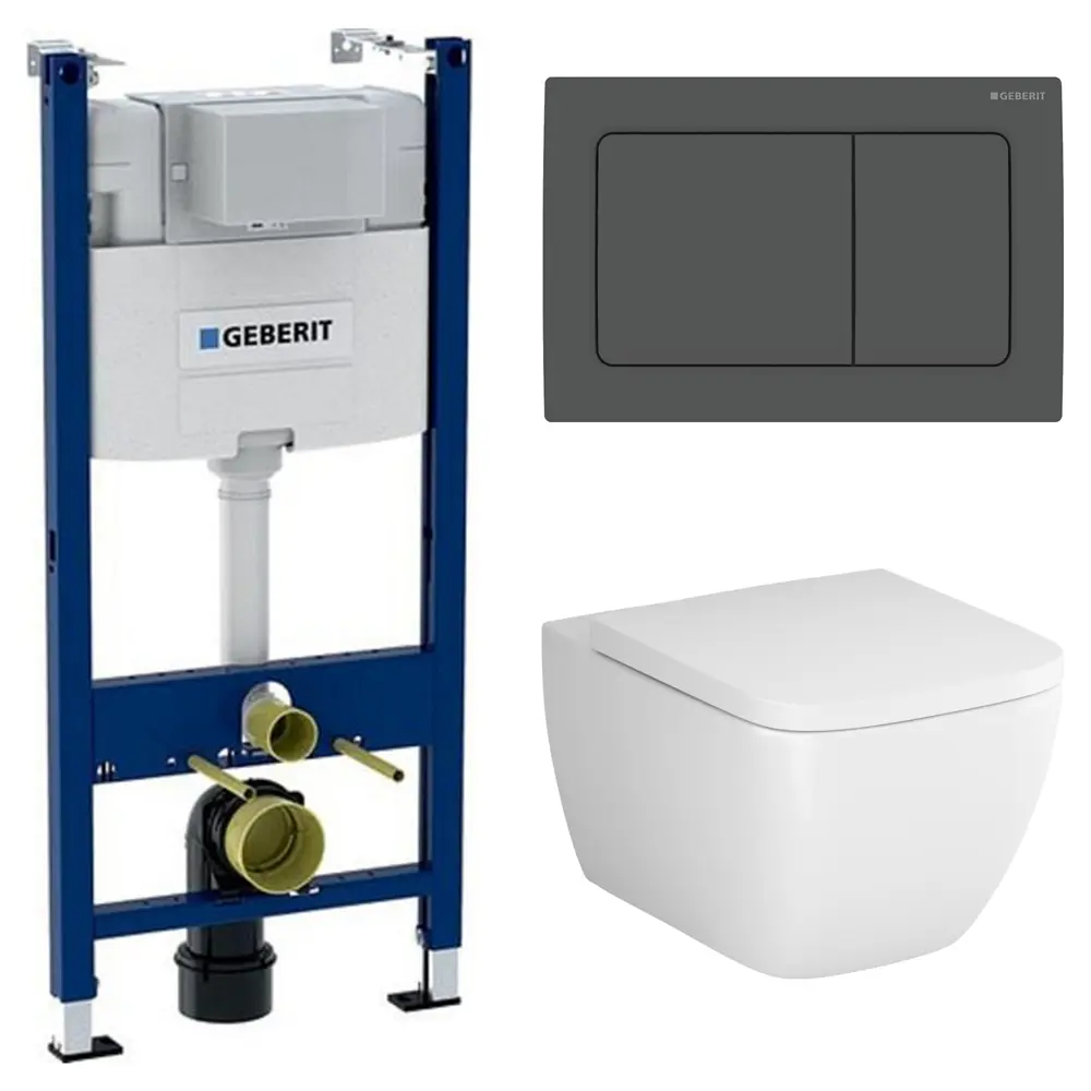 Комплект инсталляции Geberit Alpha с безободковым унитазом AM.PM Gem клавиша Geberit Alpha черная 89445363 STLM-2207207