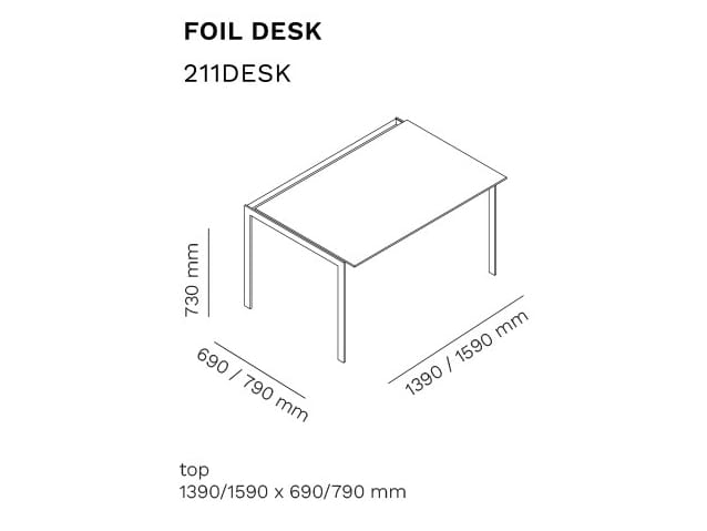 Прямоугольный металлический стол с ящиками Mara фольга ARCH-00099511 - Вид №6