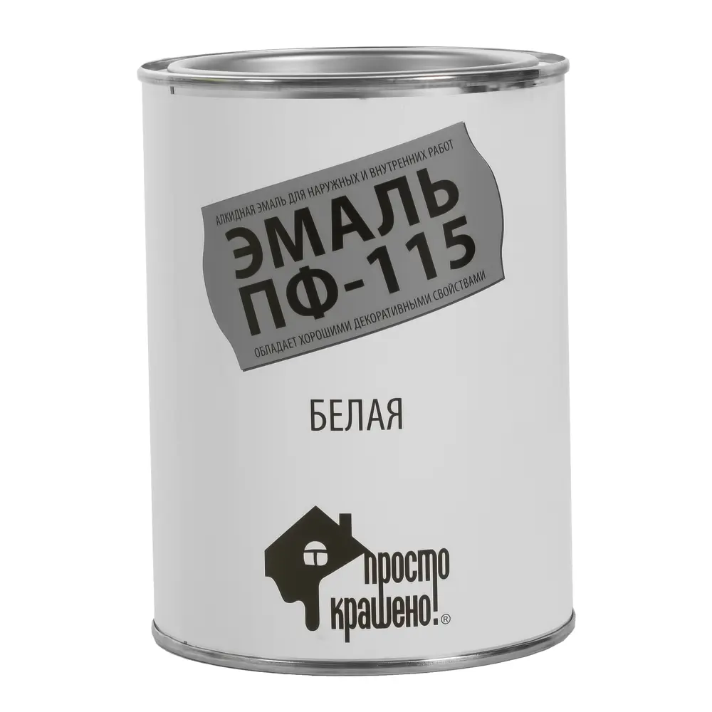 Эмаль Простокрашено ПФ-115 глянцевая цвет белый 0.9 кг 11904785 STLM-2180080 