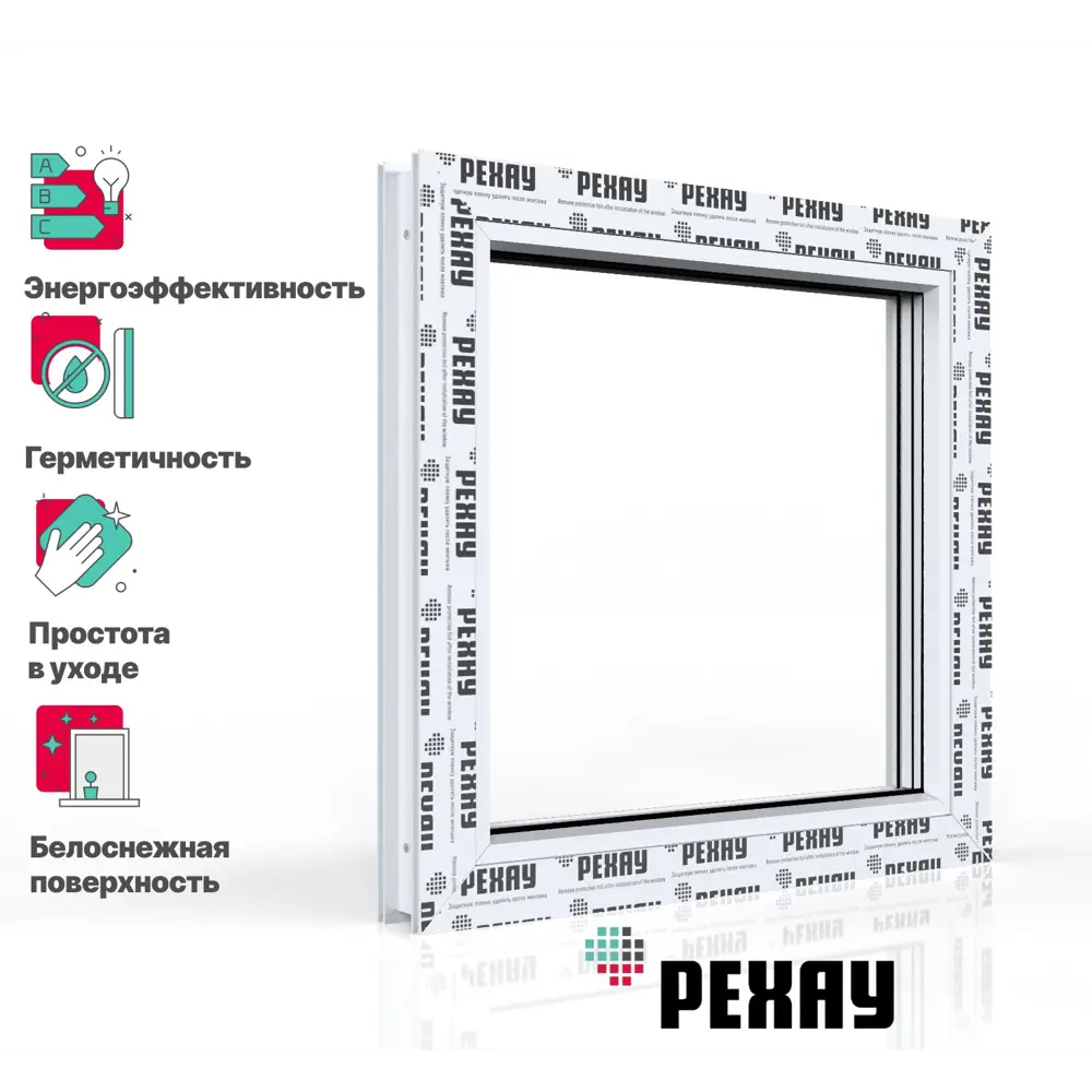 90566456 Пластиковое окно ПВХ 70 Рехау Grazio 600х600мм (ВхШ) глухое двухкамерное белое 90566456 Пластиковое окно ПВХ 70 Рехау Grazio 600х600мм (ВхШ) глухое двухкамерное белое