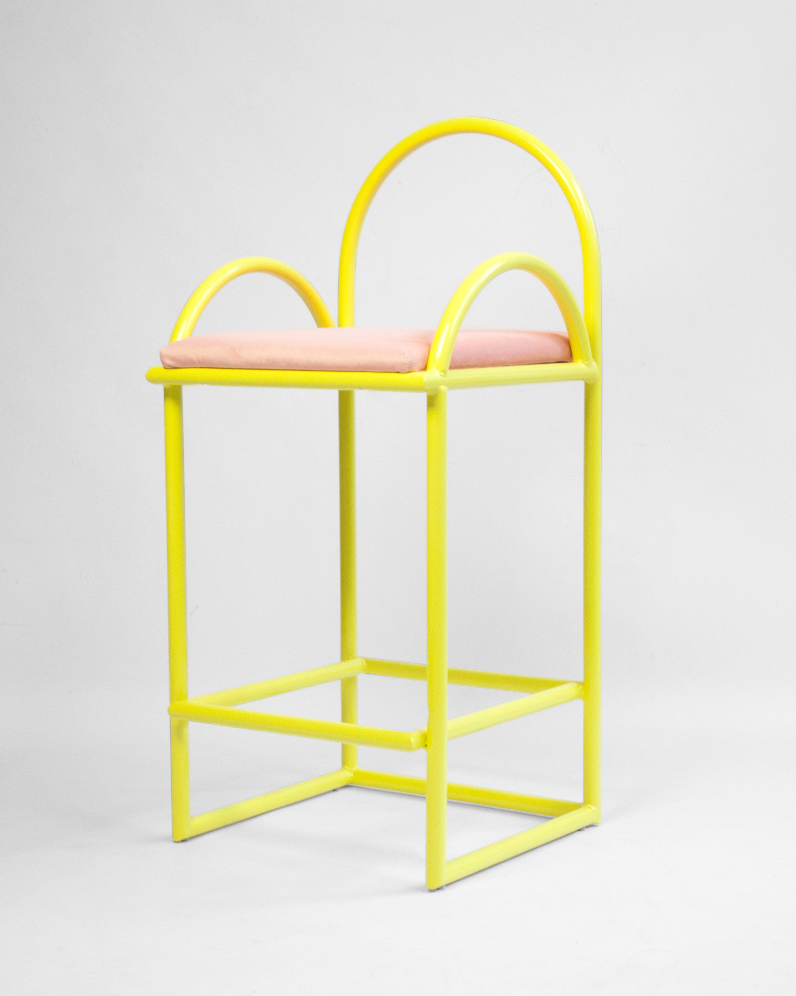Высокий металлический стул с мягким сиденьем Houtique ARCH-00114337 - Вид №3