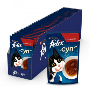 ПР0048793*30 Корм для кошек Суп с говядиной, пауч 48 г (упаковка - 30 шт) FELIX