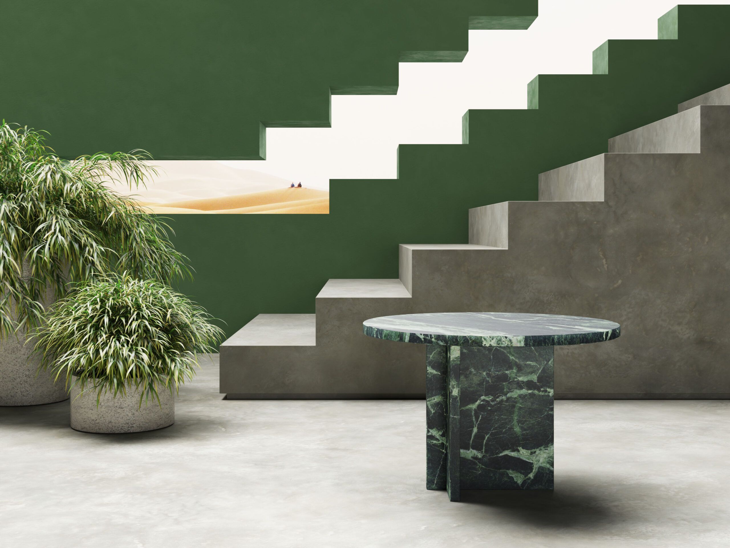 Низкий круглый журнальный столик из зеленого мрамора Сен-Дени MILLE997 ARCH-00066342 - Вид №1