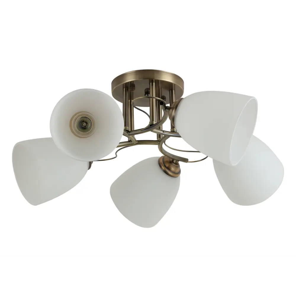 Люстра потолочная Carlo, 5 ламп, 12 м², цвет античная бронза/белый Rivoli STLM-2079461