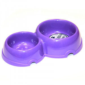 ПР0037539 Миска для животных двойная пластиковая фиолетовая 100\200мл ХОРОШКА