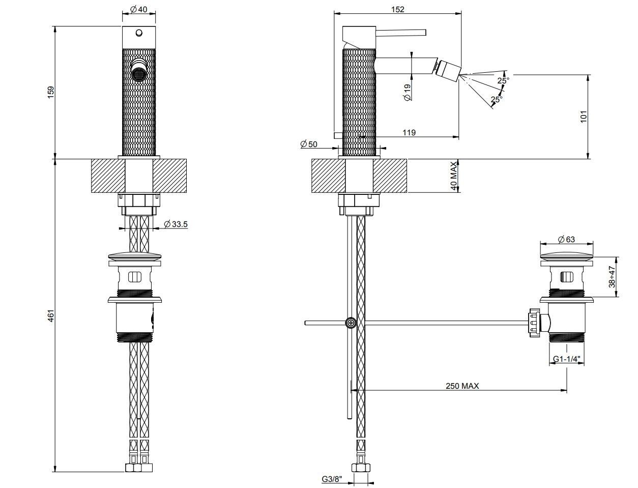 Смеситель для биде из нержавеющей стали Gessi Gessi316 ARCH-00089517 - Вид №1