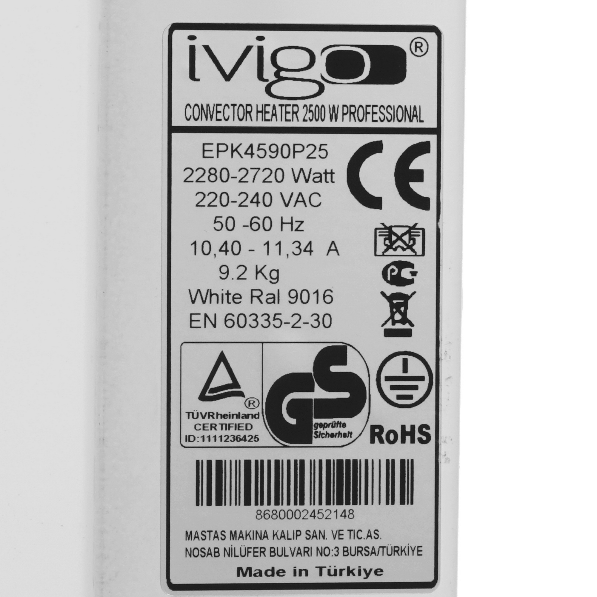 9935449 Конвектор iVigo EPK4590P25 STDN-0026407 - Вид №4